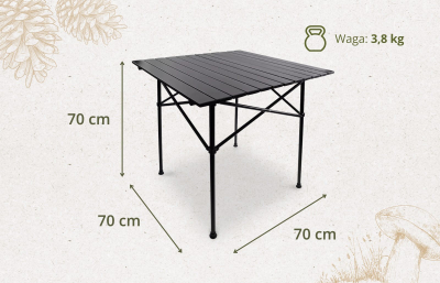 Tavolinë kampingu Offlander Camping Table OFF_CACC_45, alumin, 35kg kapacitet, e zezë