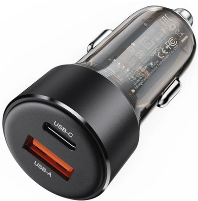 Karikues makine ACEFAST B12, 30W, 2 porta USB C USB A, transparent i zi