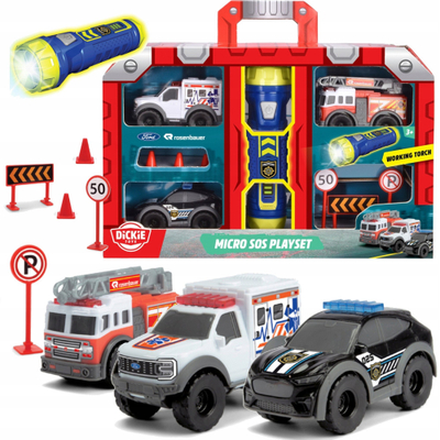 Set lodrash Dickie Micro Playset, 3 makina, elektrik 3 drita, shumëngjyrësh