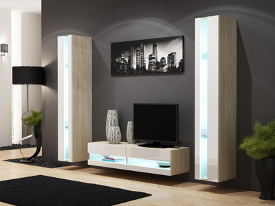 Komodë TV Cama RTVVIGO140N, 140 x 40 x 30 cm, 2 rafte, sonoma me të bardhë