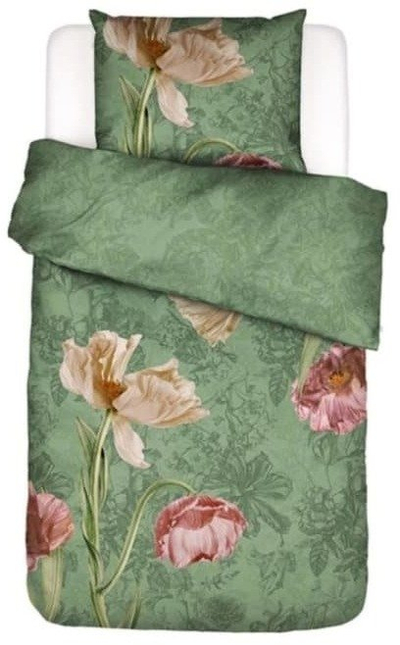 Set mbulesë jorgani Essenza Annabel Basil, 140x220 cm, lule, jeshile