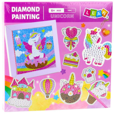 Set kreativ Diamond Mosaic, varëse çelësash dhe kornizë, motiv unikorni, shumëngjyrësh