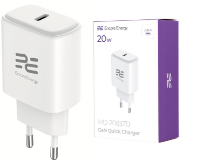 Karikues mur Encore Energy MD-2083ZB, 20W, USB C PD QC, i bardhë