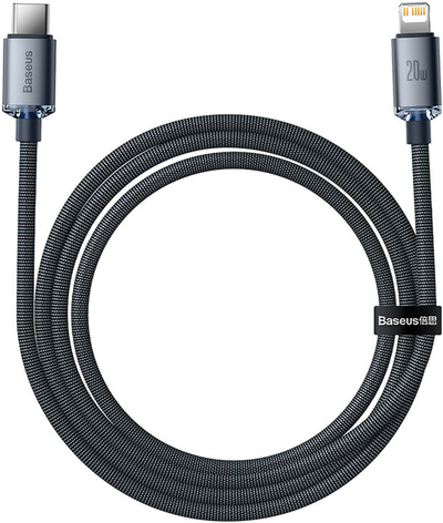 Kabllo karikimi / të dhënash Baseus Crystal Shine Series USB-C - Lightning, 20W, 1.2m, e zezë