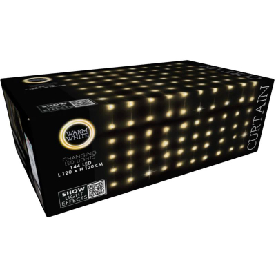 Dritare dekorative me LED, perde me 144 drita, 120×120cm, warm white, e bardhë e ngrohtë