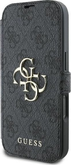 Këllëf telefoni Guess GUBKP16X4GMGGR, Book 4G Metal Logo, për iPhone 16 Pro Max, i zi