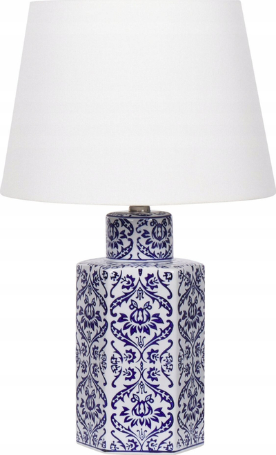 Lampë tavoline Beliani Marcelin, porcelan dekorativ, 53 cm, e bardhë blu
