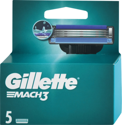Brisqe zëvendësuese Gillette Mach3, 3 tehe, 5 copë, blu