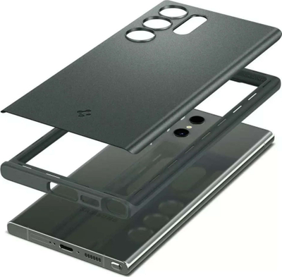 Këllëf telefoni Spigen Thin Fit për Samsung Galaxy S23 Ultra, plastikë e fortë, rron me karikim wireless, jeshile Abyss