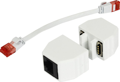 Kuplojë sigurie rrjeti Allnet RJ45, me siguresë magnetike, deri 10 Gbit, PoE, e bardhë