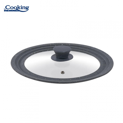 Kapak tenxhere Cooking by Heinner, buzë të rregullueshme, 22 24 26 cm, xham dhe silikon, gri
