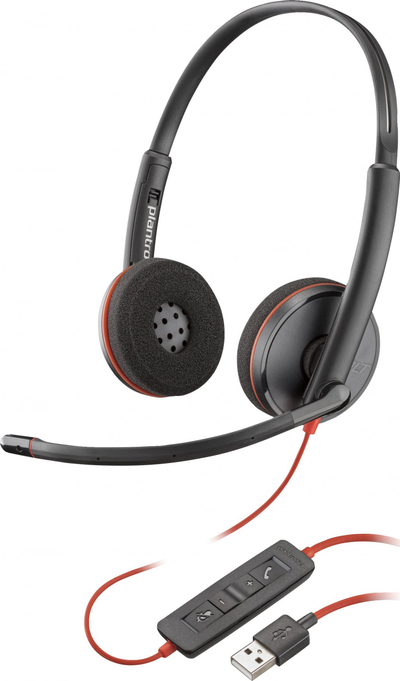 Kufje me mikrofon Poly Blackwire 3220, stereo, USB A, e zezë