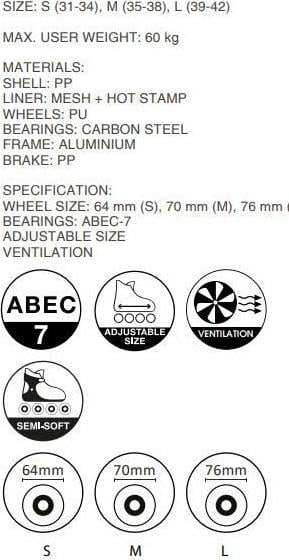 Ролерки inline Coolslide Butters YB Jr 92800350325, прилагодливи, тркала ABEC 7, за деца