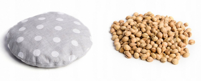 Jastëk termik me bërthama qershie Bocioland, 180g, koleksioni Grey Dots, gri me pika