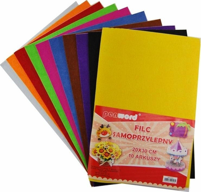 Set fletë filci vetëngjitëse Penword YF-10 MIX, A4 20x30 cm, 10 fletë, me ngjyra nga më të ndryshmet