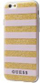 Mbulesë telefoni Guess Stripes për iPhone 6 6s, kapak i fortë, bezhë me ari