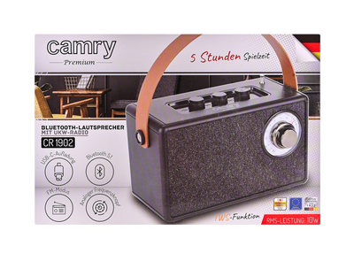 Radio Camry CR 1902, FM, Bluetooth, USB C, e zezë