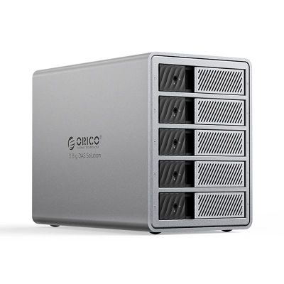 Kuti e jashtme disqesh Orico 9858T3, 5 vende 2.5"/3.5" SATA, Thunderbolt 3, gri