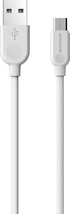 Kabllo USB në MicroUSB Borofone BX14, 2.4A, 2m, e bardhë