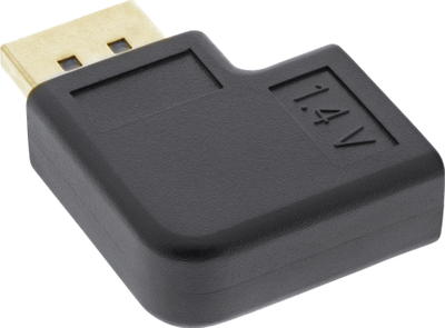 Adapter DisplayPort InLine, mashkull te femër, me kënd djathtas, i zi
