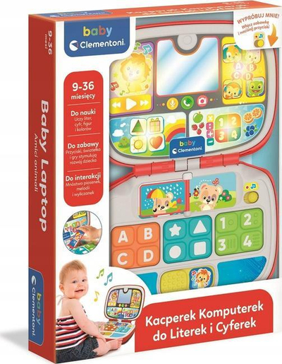 Laptop lodër Clementoni Kacperek Little Computer, edukativ për shkronja dhe numra, me drita dhe tinguj, shumëngjyrësh