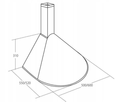 Aspirator AKPO WK-5 Rondo Turbo 60, 600 mm, i bardhë