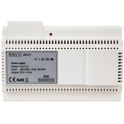 Furnizues energjie Vidos P112-32 2IP, për domofon, montim në shinë DIN, i bardhë