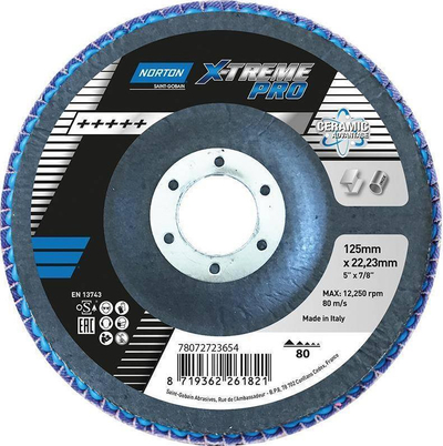 Disk flap X-Treme Pro 125 mm, granulim P80, për inoks