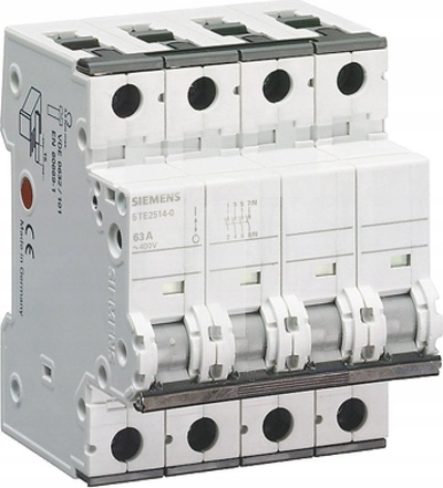 Çelës modular Siemens 5TE25140, 4 pole, 63A, gri