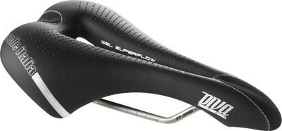 Selino biçiklete Selle Italia Diva Gel SuperFlow S3, xhel silikon, Titanium 316, e zezë