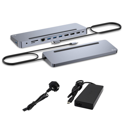 Stacion dokimi USB-C i-TEC Metal Ergonomic C31FLAT2PDPRO100W, 3 ekrane 4K, PD 100W, gri metal
