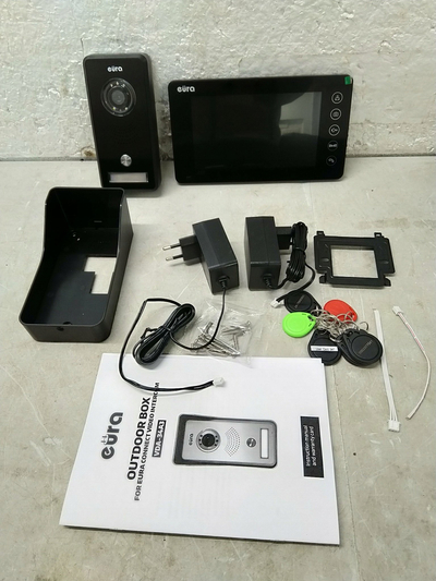 Domofon me video Eura VDP-76A3, ekran 7", memorie, lexues RFID, i bardhë