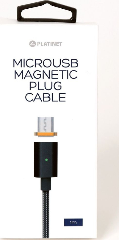 Kabllo magnetike microUSB Platinet Magneto, 1m, për transferim të dhënash, e zezë