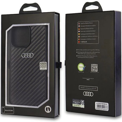 Futrollë telefoni Audi Carbon Fiber për iPhone 14 Pro Max 6.7", TPU i fortë, e zezë