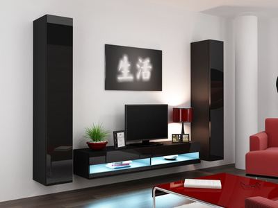 Kredencë TV Cama Meble VIGO NEW, 180x40x30 cm, e zezë me shkëlqim