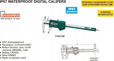 Shubler digjital Insize 1118-200BW, 200mm, IP67