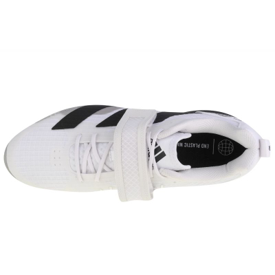 Këpucë weightlifting Adidas Adipower 3, thembër e ngritur, rrip rregullues, të bardha