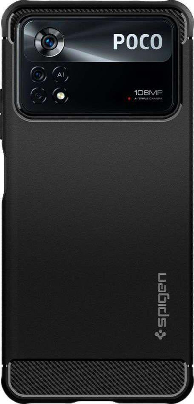 Kapak telefoni Spigen Rugged Armor për Xiaomi Poco X4 Pro 5G, 6.67", i zi