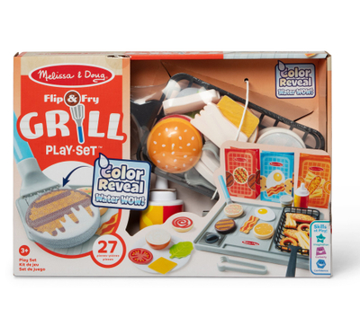 Set lojrash druri Melissa and Doug Flip and Fry Grill, rolplej kuzhine, për kalamaj 3+