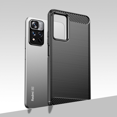 Futrollë fleksibile Hurtel Carbon Case, Xiaomi Redmi Note 11 Pro+ 5G, TPU, e zezë