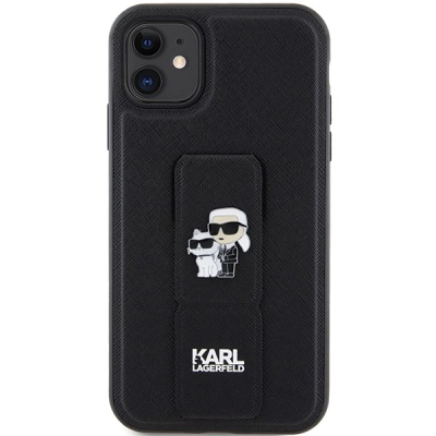 Kopertinë Karl Lagerfeld KLHCN61GSAKCPK, për iPhone 11 XR 6.1", hardcase Gripstand Saffiano, e zezë