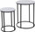Set tavolinash anësore ML-Design, set me 2 copë, metal edhe dru, dukje mermeri, zi me të bardhë