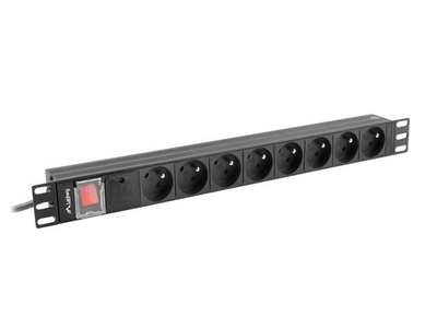 Prizë PDU Lanberg 1U PDU-08E-0200-BK, 8x 230V, 4000W, 2m, e zezë