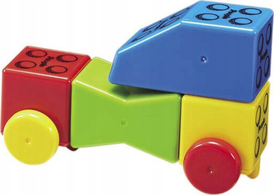 Set lodrash zhvillimore People Toy Company Go Go Vehicles Blocks Travel, 6 blloqe magnetike, për fëmijë 1+