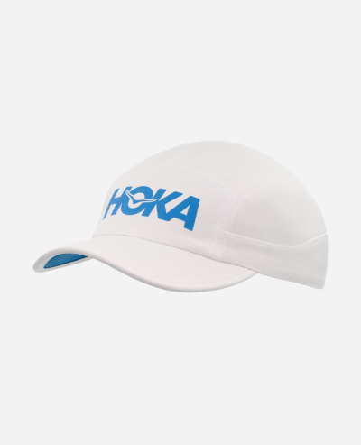 Kepë HOKA Run Hat, rrjetë ajrosëse, pëlhurë që thahet shpejt, e bardhë
