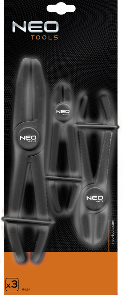 Pinca bllokuse plastike Neo 11-224, set me 3 copë, portokalli