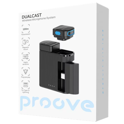 Mikrofon wireless Proove DualCast, set 2 copë me kuti për karikim