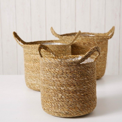 Сет декоративни корпи Boltze Pot Cover, 3 парчиња, морска трева, природна боја
