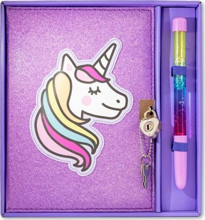 Ditar për kalamaj Stnux Glitter Unicorn, 80 faqe, me dry dhe stilolaps, lejla me shkëlqim