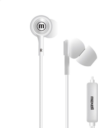 Kufje in ear Maxell Stereo, me mikrofon, me kabllo, të bardha
